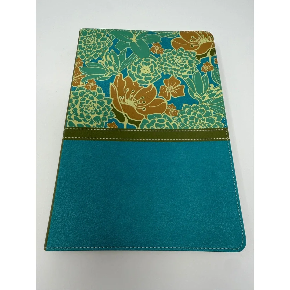 Zondervan NIV Thinline Bible Large Print Turquoise Floral Leathersoft
